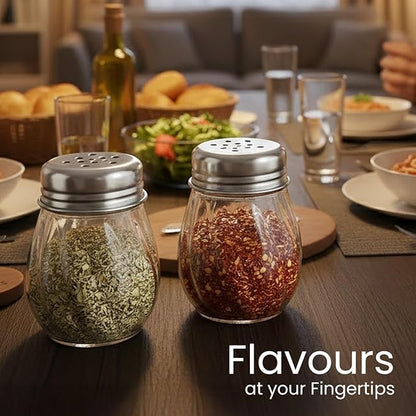 Oblivion Spice Box 2 Pcs – Oregano & Chilli Flakes Dispenser Set – Unbreakable Plastic Spices Shaker with Stainless Steel Lid – BPA-Free & Reusable Easy Pour Seasoning Jars for Kitchen & Dining Table
