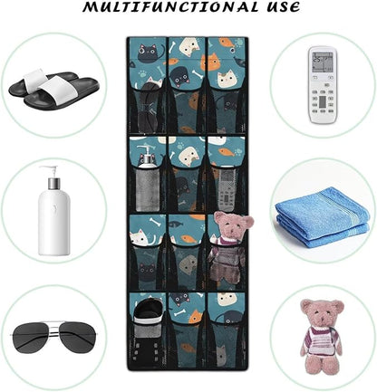 Cat Fish Over the Door Shoe Organizer 12 Large Mesh Pockets Sturdy Oxford Door Shoe Organizer Hanging Shoe Rack for Closet Shoe Holder