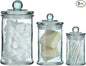 Glass Apothecary Jar | Bathroom Storage Organizer Canister (Set of 3, Blue)