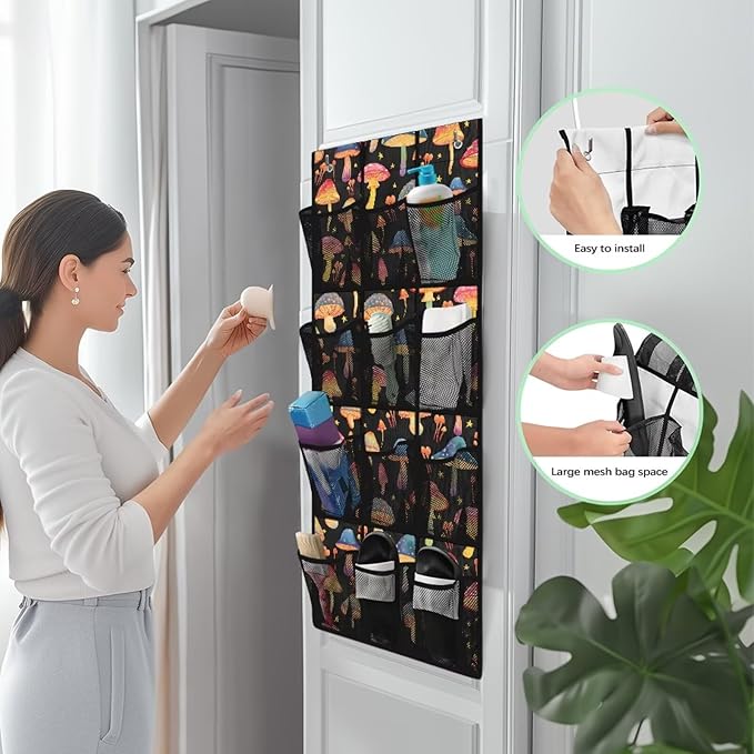 Mushrooms Over the Door Shoe Organizer,Shoe Organizer Door Hanger,Shoes Hanger Storage Organizer Bag for Bedroom