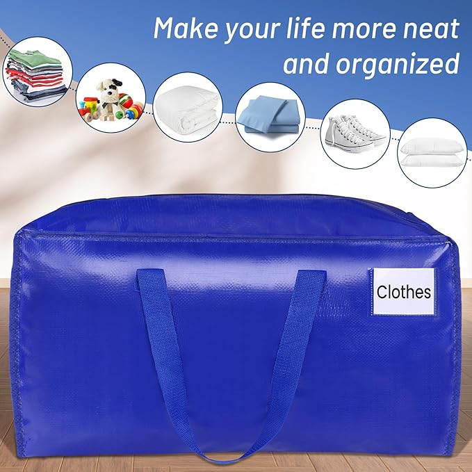 BlissTotes Moving Bags, Heavy Duty Moving Supplies & Storage Bags, Extra Large Packing Bags, Boxes with Tag Pockets, Collapsible Fold Flat Storage Totes, Alternative to Box and Bin, 76L, 10 Packs