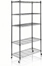 SUPER DEAL Black 5-Shelf Heavy Duty Storage Wire Shelving Unit with Wheels for Restaurant Garage Pantry Kitchen Garage Rack (30L x 14W x 63H)