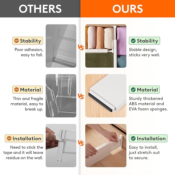 Lifewit 20 Pack Drawer Dividers 4" High 28-43.5cm/11-17" Adjustable Drawer Organizer for Clothes/Utensils, Expandable Drawer Separator in Dresser/Kitchen/Bedroom/Office Organization & Storage Beige