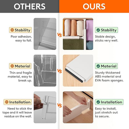 Lifewit 20 Pack Drawer Dividers 4" High 28-43.5cm/11-17" Adjustable Drawer Organizer for Clothes/Utensils, Expandable Drawer Separator in Dresser/Kitchen/Bedroom/Office Organization & Storage Beige