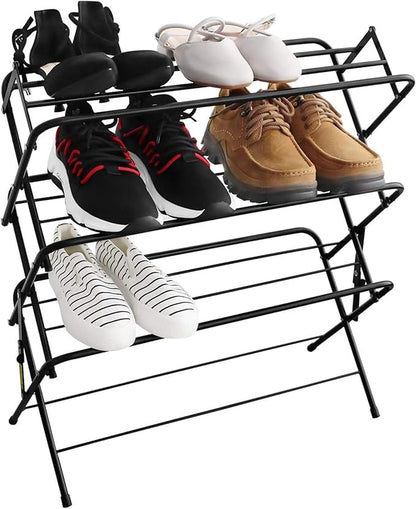 Zenree 4-Tier Shoe Rack Holder/Shelf Organizer, Matte Black - Stackable Storage Corner Racks, Perfect for Cabinet, Entryway, or Garage