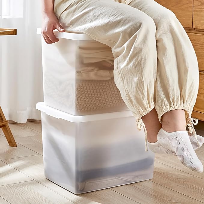 15 Quart Stackable Plastic Storage Bins with Lids,Container to Organize Shoes and Crafts on Closet Shelves,Garage, Totes, Tubs Boxes Organizing 4 Pack (4L)