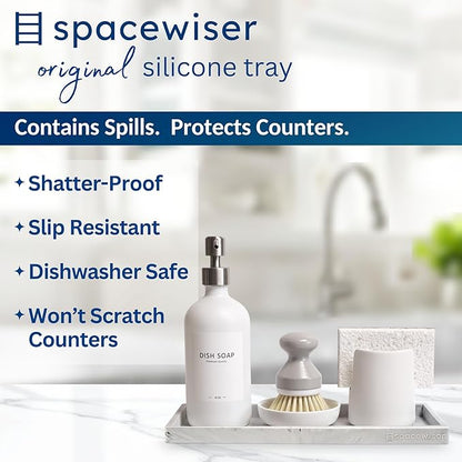 Spacewiser Countertop and Vanity Tray - 2 PC Large 11.7" Silicone Bathroom Trays, Counter Organizer, Dish Soap Sponge Holder Kitchen Sink Tray Organizer, Sink Caddy Toothbrush Key Kitchen Soap Trays