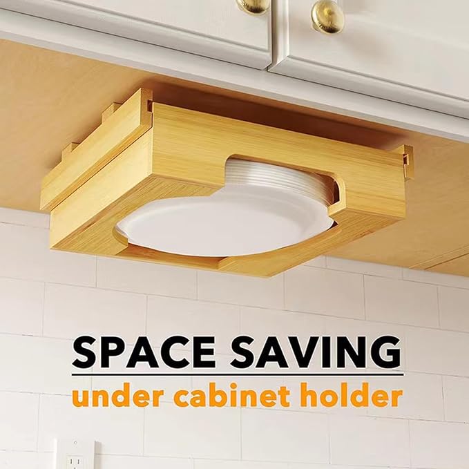 Wall Mounted Paper Plate Storage Rack Practical Under Cabinets Dish Efficient Kitchenwares Decorations