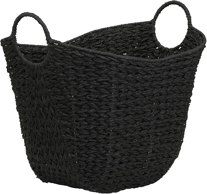 Household Essentials Paper Rope Basket with Handles, Natural Woven Woven Storage Basket, Great for Decoration or Organization