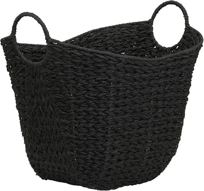 Household Essentials Paper Rope Basket with Handles, Natural Woven Woven Storage Basket, Great for Decoration or Organization