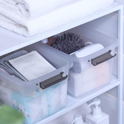 Citylife 4 Packs 8.5 QT Storage Bins with Lids Clear Plastic Bins with Grey Handle Stackable Storage Containers for Organizing