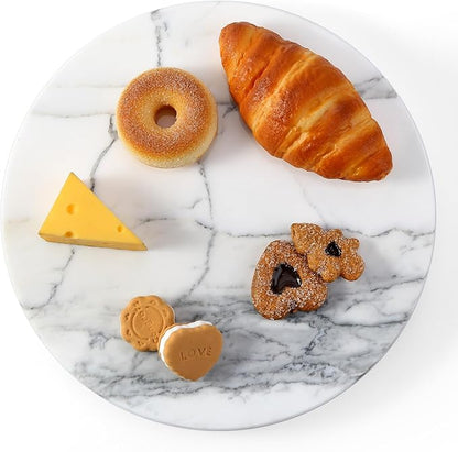 Marble Lazy Susan, 12” Lazy Susan for Table Top Detachable Turntable Organizer for Cabinet Pantry Kitchen Countertop Fridge Bathroom Makeup Vanity Countertop, Arabescato