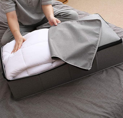 AMJ 29.5"*15"*7", Blanket, Duvets, Winter Clothes Storage Box for Under Bed, Top Wardrobe Organizer, Dark Gray
