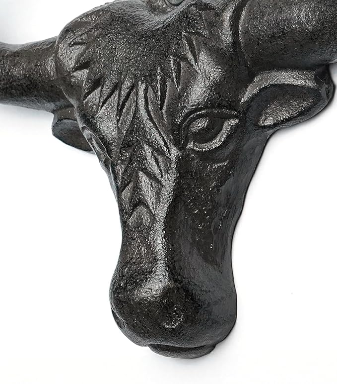 Cowboy Hat Rack for Wall 4 Pack Western Longhorn Cowboy Hat Holder Cast Iron Vintage Rustic Cowboy Hat Hanger Hat Hooks for Storage Display Closet Bedroom Living Room Rust Men's Gift