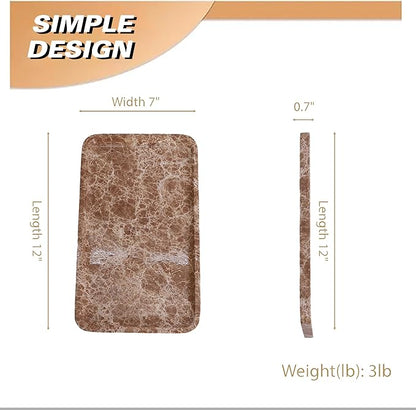 Light emperador Marble Vanity Tray for Bathroom Counter-12 X7 Decorative Tray for Perfume, Candles, Stone Jewelry Dish Tray