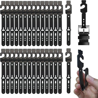 30Pcs Belt Hangers Black Plastic Hanger Hooks for Belts and Ties Closet Organizer Holder for Men Bulk Hangar Storage for Efficient Closet Belt and Tie Management