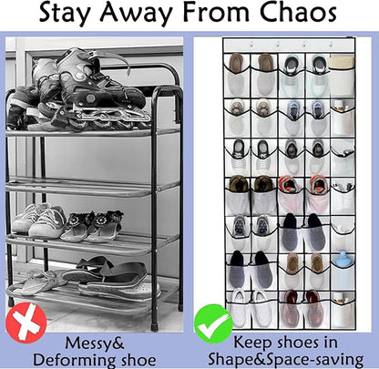 40 Over the Door Shoe Organizer, Hanging Shoe Organizer, for Closet Behind the Door Storage Holder for Entryway Bedroom Dorm, Both men's and women's shoes can be stored (White)