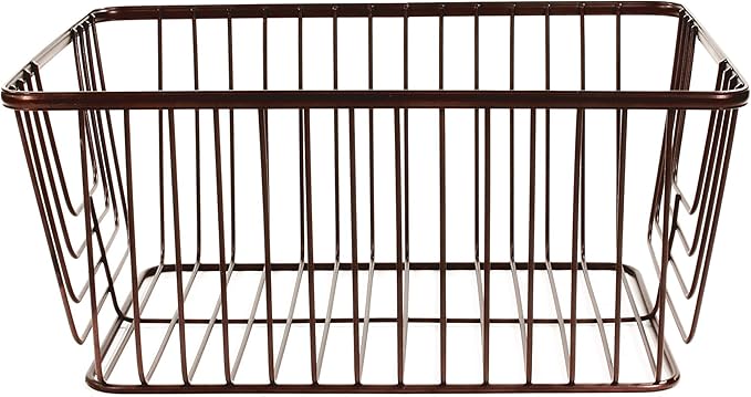 Spectrum Diversified Ashley Large, Decorative Steel Wire, Rust-Resistant Metal Storage Basket Built-in Handles, Bin for Bathroom, Pantry, Kitchen & Closet, Medium, Satin Nickel PC