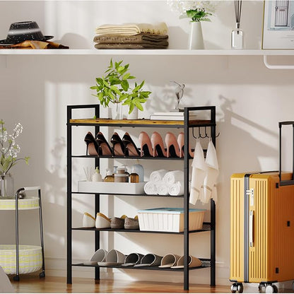 Shoe Rack for Entryway, Sturdy Metal Shoe Storage, 5 Tier Shoe Rack with Mesh Shelves, Adjustable Shoe Organizer for Closet, Front Door Entrance, Bedroom