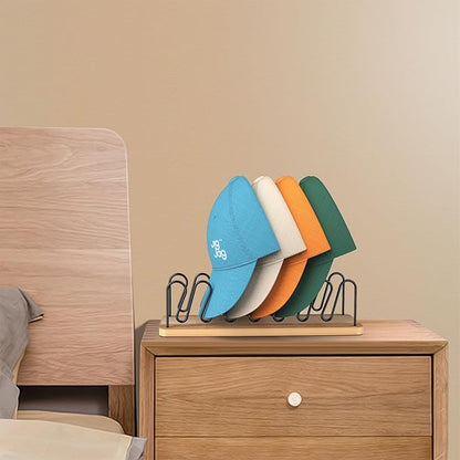 Hat Organizer for Baseball Caps 2 Pack, Premium Wood and Metal Design Hat Storage for 14 Baseball Caps, Tabletop Hat Racks for Closet, Dresser, Entrance (2PCS)