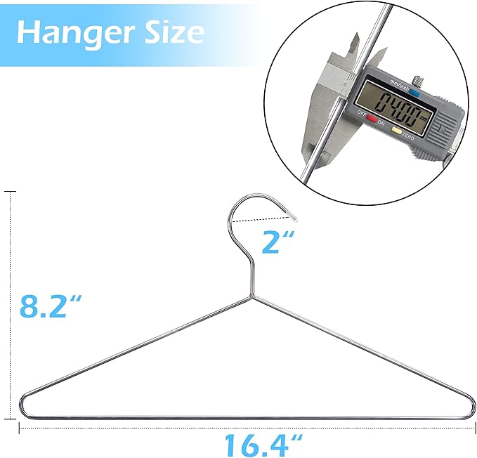 MISSLO 20 Pack Metal Hangers Heavy Duty Stainless Steel Hangers for Clothes Closet Coat Clothing Suit Shirt, 16.4 Inch