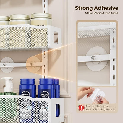 Delamu 8 Tier Over the Door Pantry Organizer, 2in1 Hanging or Wall Mount Spice Rack Seasoning, Adjustable Heavy-Duty Pantry Door Organizer and Storage for Kitchen Cabinet and Bathroom, 15.3" White