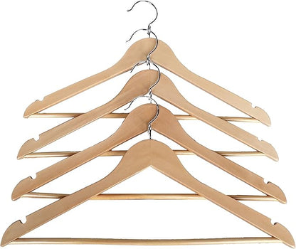 Proman Products KSA9020 15" Kascade Wooden Hangers 50 Pack for Women and Kids Clothing, Unique Ring Design, Space Saving Pants Clothes Hanger with Pants Bar and Shoulder Notches, Natural