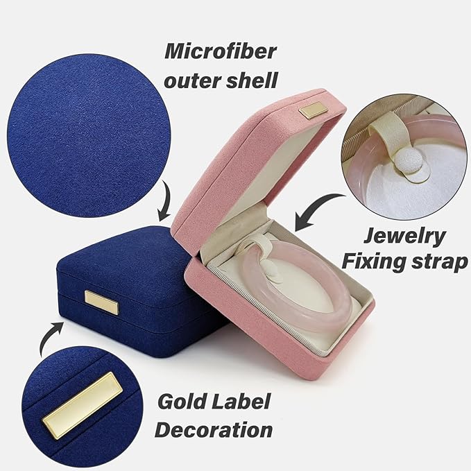 Bracelet Box, Microfiber Necklace and Bracelet Holder Necklace Box with Detachable Pad, Premium Necklace Storage Bracelet Jewelry Box for Necklaces, Bracelet (blue)