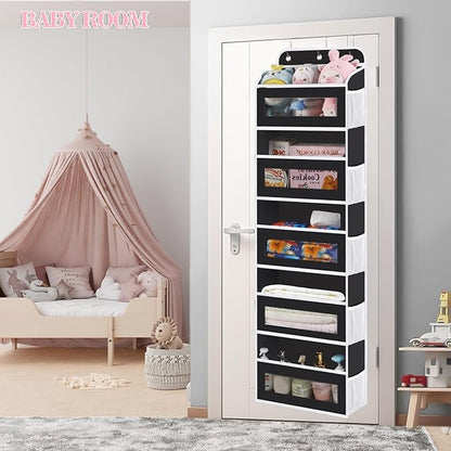 KYEVIS Over The Door Organizer, 5 Shelves Closet Door Hanging Organizer with 10 Mesh Pockets, Nursery Closet Organizers, Baby Essentials, Dorm Room Essentials for Girls