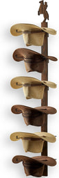 P-ALADIN Cowboy Hat Holder with Horse Decor, Cowboy Hat Rack for Wall, 6-Piece Wall-Mount Western Hat Organizer with Wooden Board – Storage Hat Holder Organizer