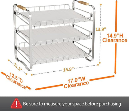 MAXIFFE 3 Tier Can Organizer for Pantry, Space-Saving Adjustable Easy Assembly Metal Sturdy Hold 36 Cans Storage Rack Holder Dispenser for Kitchen Countertop Cabinet RV, for Soda Drinks Fruits, Chrome