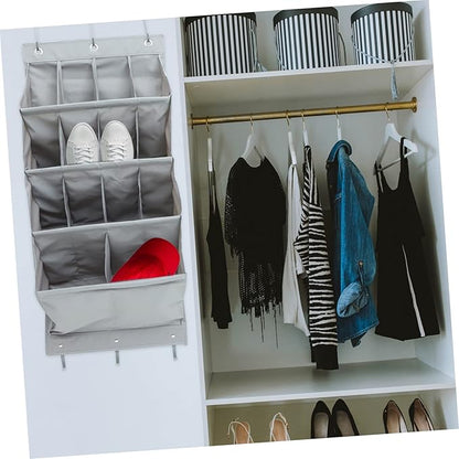 Ciieeo Multi-layer over The Door Organizer Hanging Storage Bag for Shoes Accessories Breathable Space-saving for Home Office Gray