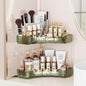 Asayuee 2-Tier Corner Bathroom Counter Organizer with Top Toothbrush Holders,Large Makeup Organizer Countertop with Brush Holder,Skincare Organizers Corner,Exquisite Vanity Organizer(Green, 2 Tier)