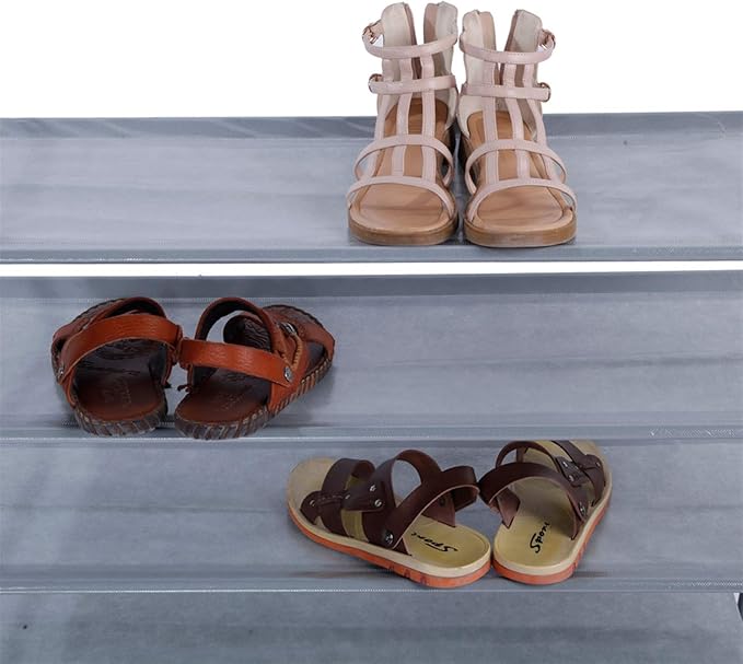 Savins Simple Assembly 5 Tiers Non-woven Fabric Shoe Rack with Handle Gray
