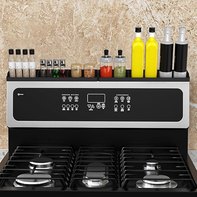 Foeacry 30 Inch Silicone Stove Oven Top Shelf Magnetic for Kitchen Gadgets, Soft Flexible Strong Magnetic Heat Resistant Spice Rack Kitchen Organizer