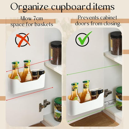 Wonderjune 4 Pack Adhesive Cabinet Door Organizer, Lid Organizer Wall Mounted Pantry Door Organizer Bin Holder for Lid Wall Organizer for Kitchen RV Bathroom (Classic,Same Size)