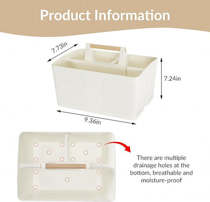 Shower Caddy Portable and Cleaning Caddy Organizer for Bathroom, Kitchen,Toiletries Storage, Caddy organizer with handle, Rust-Resistant, Durable Material(Milky White, 9.36"L×7.73"W×7.24"H)