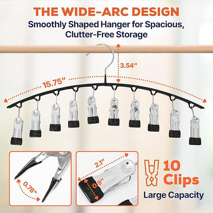 Legging Hangers Space Saving Legging Organizer for Closet with 10 Clips Each, Metal Yoga Pants Hanger Holds 20 Leggings Multi Clip Pants Hangers Space Saving | 2 Pack