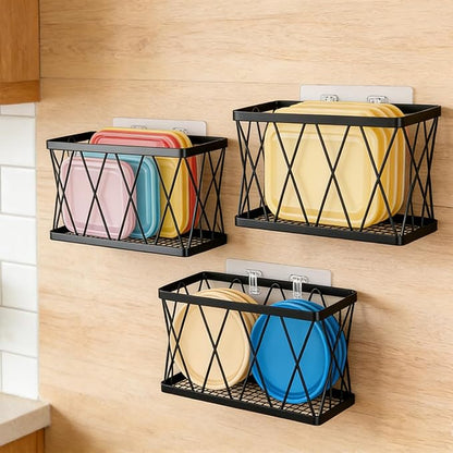 Pots and Pans Organizer Under Cabinet 3-Pack Iron Pot Lid Organizer Inside Cabinet Heavy Duty Cookware Rack Adjustable Lid Organizers Sturdy Metal Storage System for Kitchen Pantry Organization