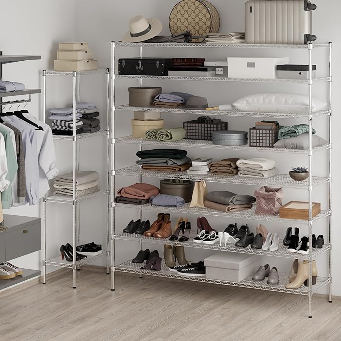 21" Deep x 72" Wide x 86" Height Wire Shelving Kit | 8-Tier | NSF Commercial Storage Rack Unit