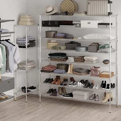 21" Deep x 72" Wide x 86" Height Wire Shelving Kit | 8-Tier | NSF Commercial Storage Rack Unit