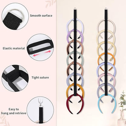 3 PCS Headband Holder Organizer for Girl,Hanging Hairband Storage for Women,Black Hair Hoop Display Hair Accessories Organizer Bedroom College Dorm Decor