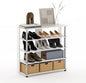 Furinno Turn-N-Tube 5 Tier Wide Shoe Rack, White Oak, Stainless Steel Tubes 32 Inch