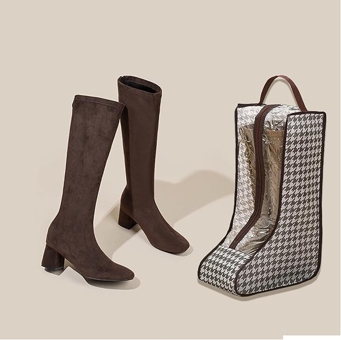 Boot storage Bag, 2-piece Set with Houndstooth Pattern & Dust-proof Design for Secure cowboy boot storage and Organization