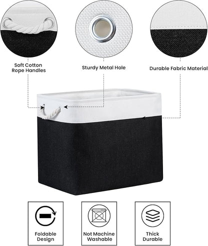 Bidtakay Baskets Extra Large Storage Bins for Clothes Set of 2 Black Baskets for Organizing Fabric Bins 17x12x15 In Tall Baskets with Handles Decorative Basket for Home Organiztion Dog Toy Baskets