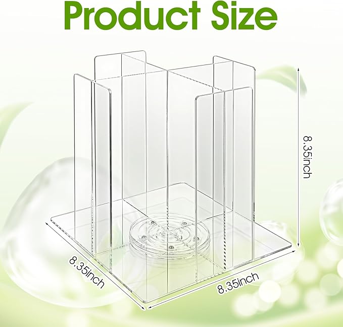 Cup and Lid Holder, 4-Compartment Clear Acrylic Cup Dispenser Lid Carousel - Countertop Coffee Cups Organizer for Restaurant, Buffet, Coffee Station, Bar, Square | Rotating