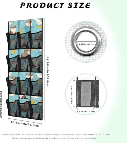 Otter Hanging Organizer for Cruise Ship Essentials,Mesh Pocket Over the Door Shoe Organizer Space Saving Large 12 Pockets Sturdy Quick Dry Mesh Organizer Hanging with 2 Holes