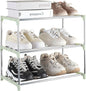 Small Shoe Rack, Narrow Stackable Shoe Shelf Organizer for Entryway, Doorway and Bedroom Closet (3-Tier, Green)