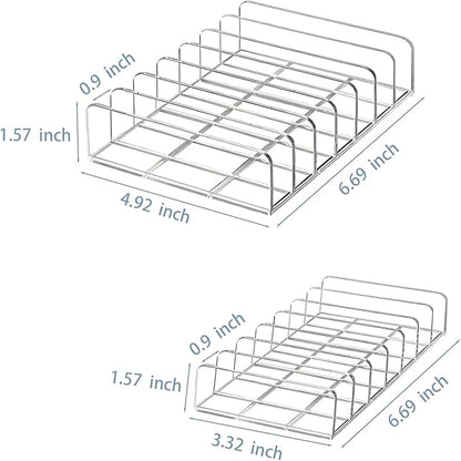 Makeup Palette Organizer, 2 Pack Clear Acrylic Eyeshadow Palette Organizer, 7-Slot Storage for Drawer, Vanity & Countertop, Dual Sizes for Palettes, Blush & Contour