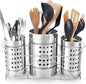 Self Draining Tableware Utensil Storage Box- Spoon,Knife,Fork,Chopstick,Steel Cutlery Holder/Organizer Stand For Kitchen Kitchen Utensil Organizer, 3 Compartments, Silver, Storage RacK